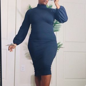 Black turtle neck dress